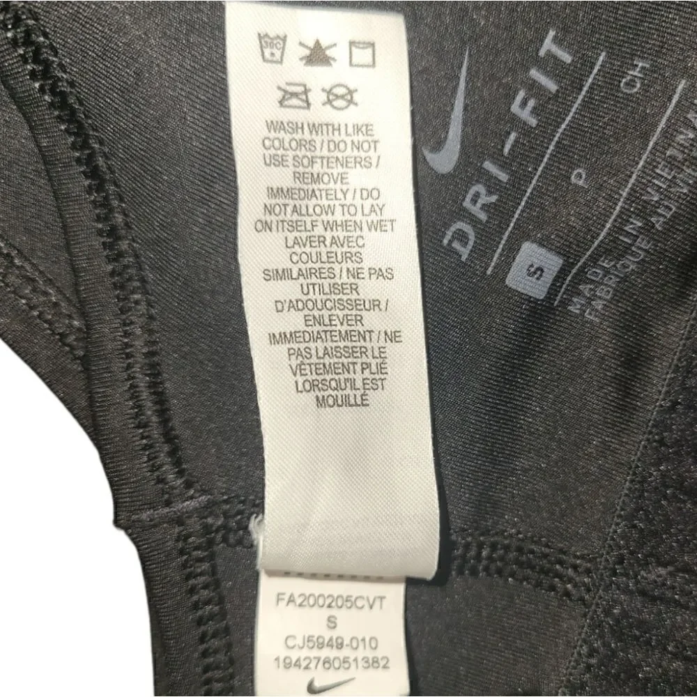 Nike Dri Fit Swoosh Sports Bra Black Racerback S